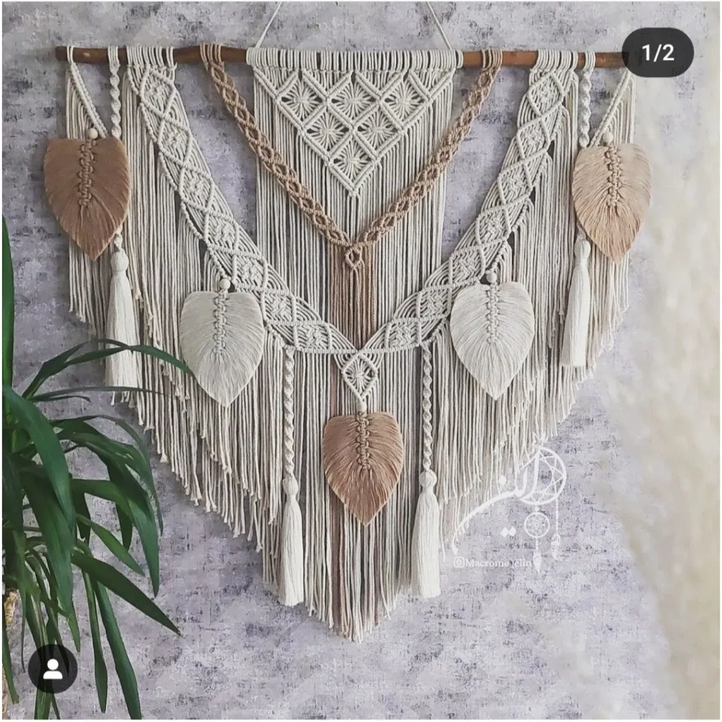 Large Macramé Wall Hanging Set – Boho Leaf & Fringe Bundle