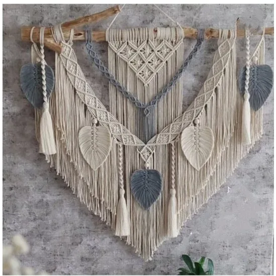 Large Macramé Wall Hanging Set – Boho Leaf & Fringe Bundle