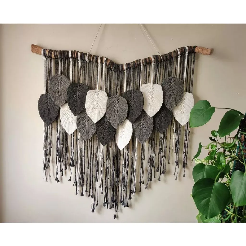 Macramé Leaf Wall Hanging – Oversized Boho Cotton Leaf Tapestry