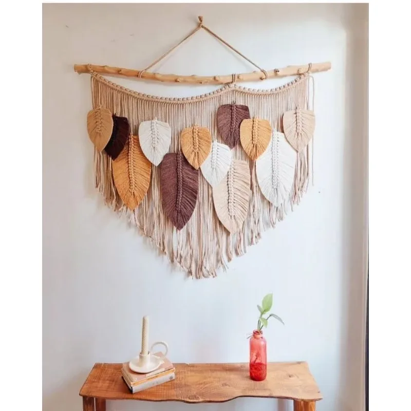 Macramé Leaf Wall Hanging – Oversized Boho Cotton Leaf Tapestry