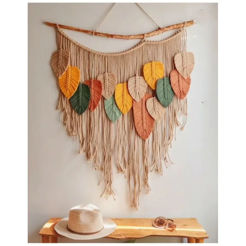 Macramé Leaf Wall Hanging – Oversized Boho Cotton Leaf Tapestry