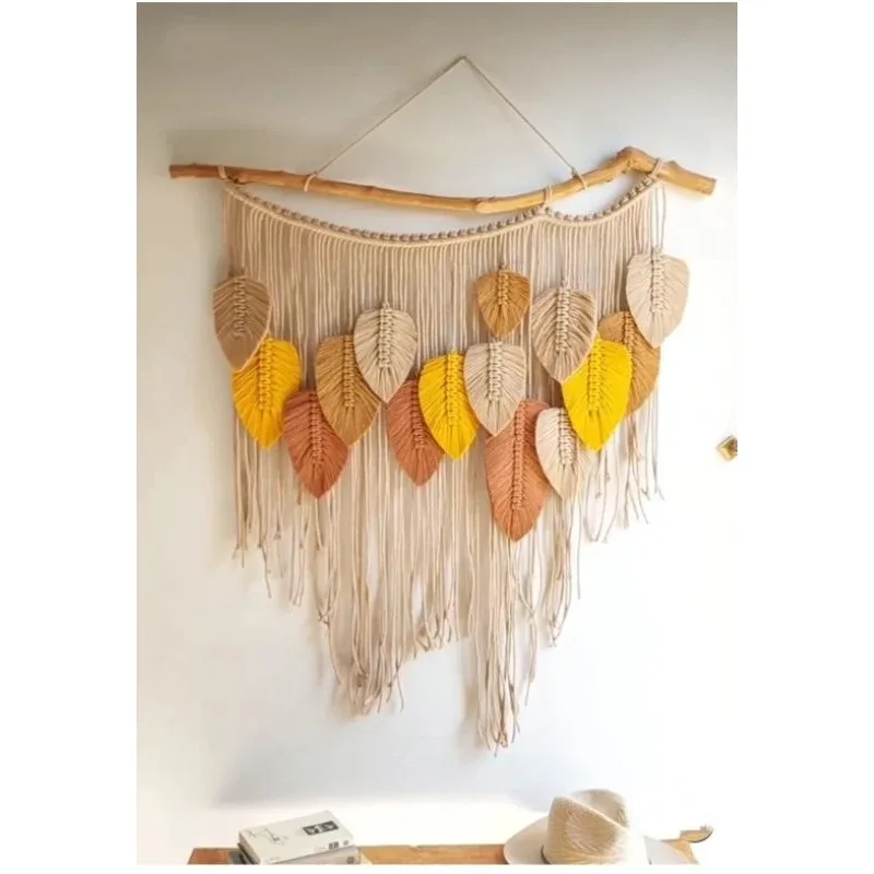 Macramé Leaf Wall Hanging – Oversized Boho Cotton Leaf Tapestry