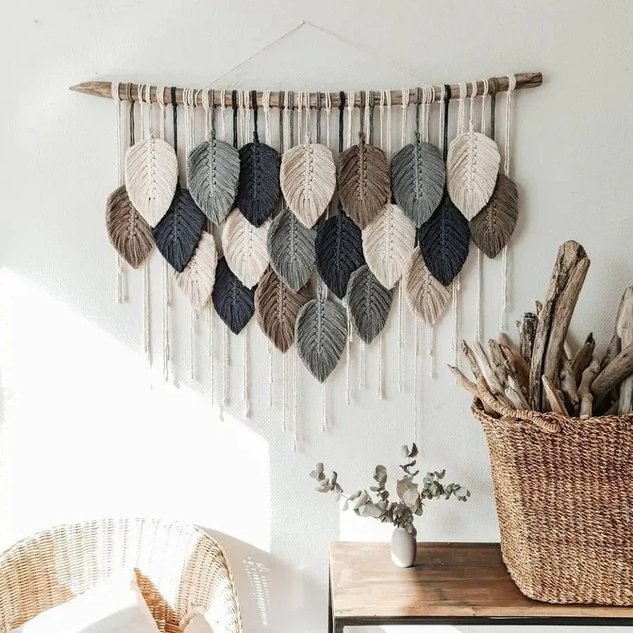 Macramé Leaf Wall Hanging – Oversized Boho Cotton Leaf Tapestry