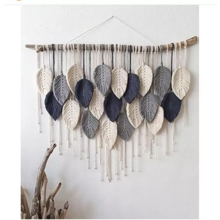 Macramé Leaf Wall Hanging – Oversized Boho Cotton Leaf Tapestry