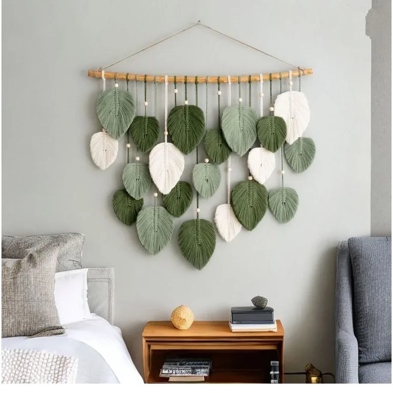 Macramé Leaf Wall Hanging – Oversized Boho Cotton Leaf Tapestry