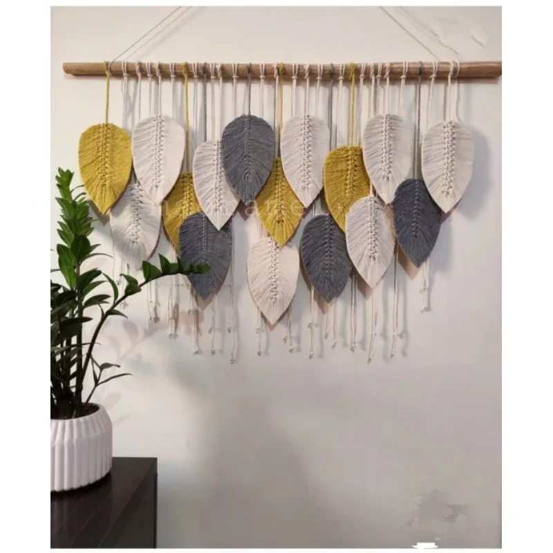 Macramé Leaf Wall Hanging – Oversized Boho Cotton Leaf Tapestry